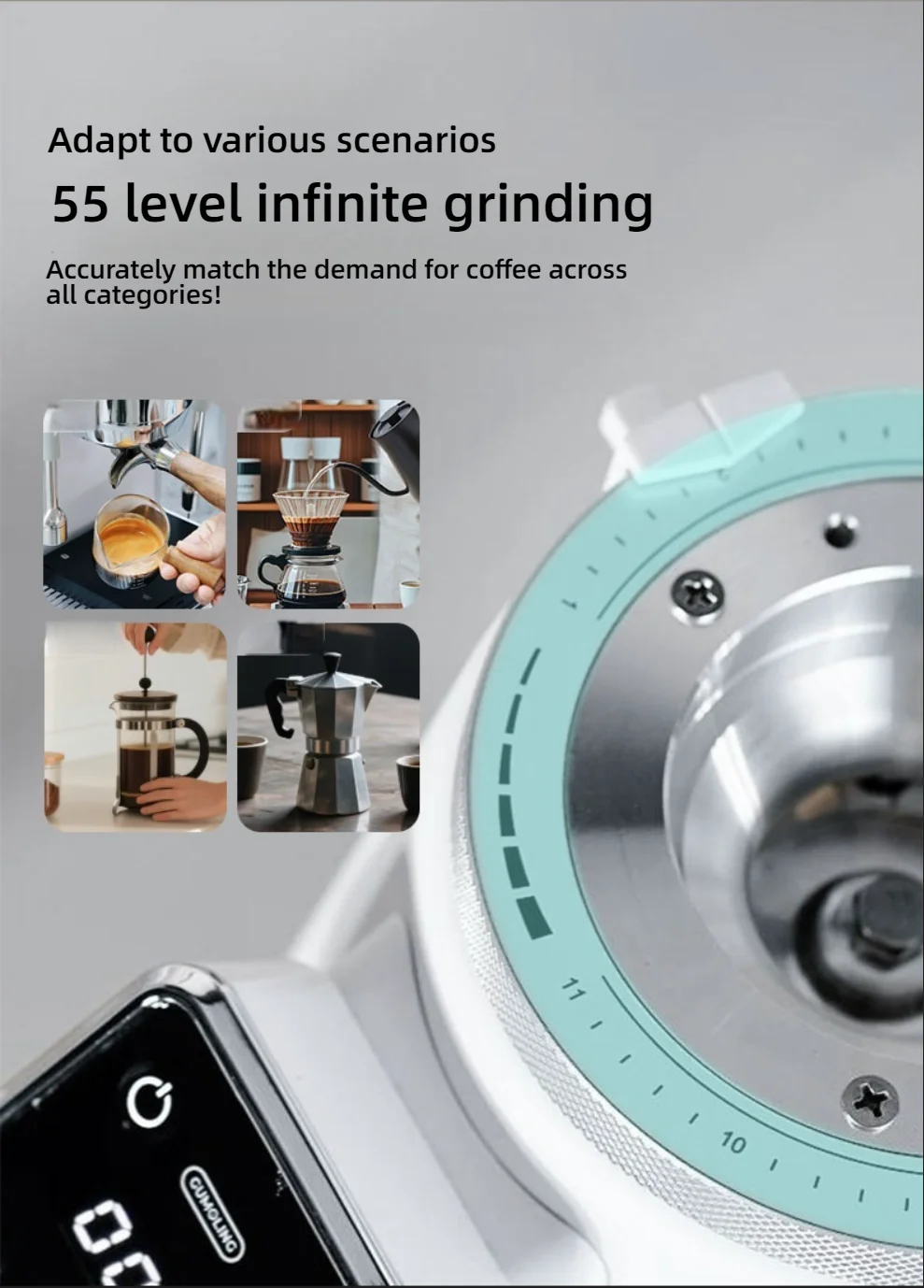 CAFOVO G1005 Profesjonalny Mły – Commercial Coffee Grinder Flat Burr 64Mm recenzja i cena