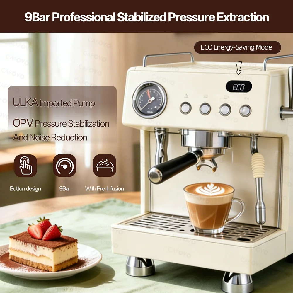 CAFOVO E138 9Bar Półautomatycz – Espresso Machine Flow Control recenzja i cena